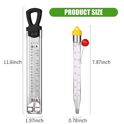 2026 Upgraded Candy Thermometer with Pot Clip and Hanging Hook, Stainless Steel Deep Fry Oil Thermometer Instant Read Cooking Thermometer for Food, Oil/Candy/Fry/Jam/Sugar/Syrup/Jelly Food Thermometer