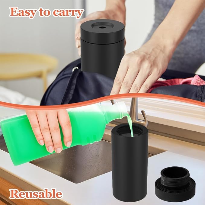 Silicone Dishwashing Soap Dispenser, Dish Soap Squeeze Bottle Silicone Divided Bottle for Kitchen and Bathroom(Color:Black)
