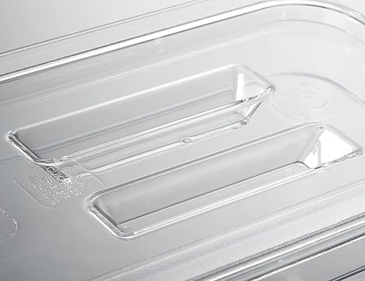 CURTA 6 Pack NSF Notched Food Pan Cover, 1/4 Size Clear Polycarbonate Lid with Handle for Commercial Food Pan, Dishwasher & Freezer Safe Plastic Clear