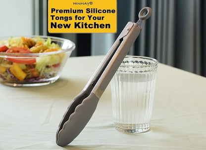 HINMAY Locking Kitchen Tongs with Silicon Tips 9-Inch Stainless Steel Grilling Tongs, Set of 3 (Gray) - Image 5