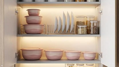 Pera Mixing Bowls with Lids Set, 8 Piece (4 Bowls + 4 Airtight Lids), BPA Free Nesting Kitchen Bowl Set for Mixing & Food Storage, Microwave & Dishwasher Safe (Pink)
