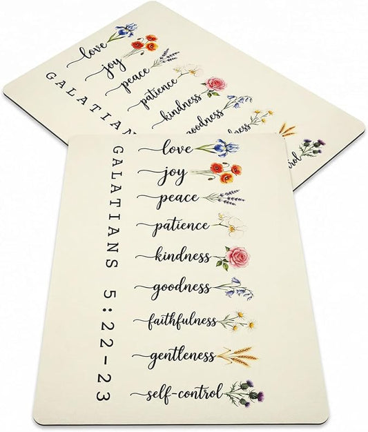 2 Pack Fruit of the Spirit Dish Drying Mats, 16"x12" Absorbent Microfiber Coffee Bar Mat for Countertop, Non-Slip Backing, Galatians 5:22-23 Bible Verse Kitchen Decor, Christian Gift