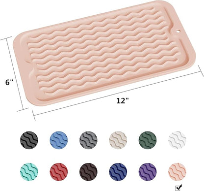 ZLR Silicone Sponge Holder & Sink Caddy Tray (6" x 12") - Narrow Dish Drying Mat for Kitchen Counter - Waterproof Soap Dispenser Organizer, Non-Slip Bathroom Vanity Tray (Peach Pink) - Image 6