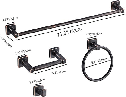 Bathroom Hardware Set 4 Pieces,Oil Rubbed Bronze Bathroom Accessories Set Stainless Steel Wall Mounted, Hand Towel Bar, Towel Ring, Robe Towel Hooks,Toilet Paper Holder,Towel Bar Set, 23.6 Inch - Image 6