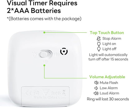 Yunbaoit Visual Timer with Night Light, 60-Minute Dinosaur Countdown Timer for Kids and Adults, Time Management Tool for Home, School, Kitchen, or Office (Green)