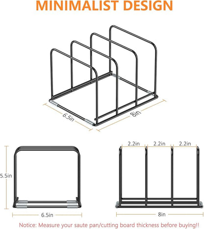 KORRTFID Kitchen Cabinet Organizer, 2PCS Steel Cookware Holder, Divided Holder with 3 Slots for Skillets Baking Tray and Chopping Board Rack - Pan Holder Storage (2.2 Inch Width Slots) - Image 2