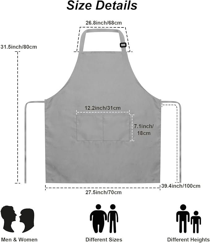 15 Pcs Adult Aprons Bulk with Pockets Adjustable Bib Chef Apron for Women Men Painting Cooking Crafting (S/L) - Image 5