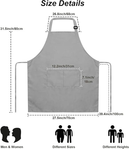 15 Pcs Adult Aprons Bulk with Pockets Adjustable Bib Chef Apron for Women Men Painting Cooking Crafting (S/L) - Image 5