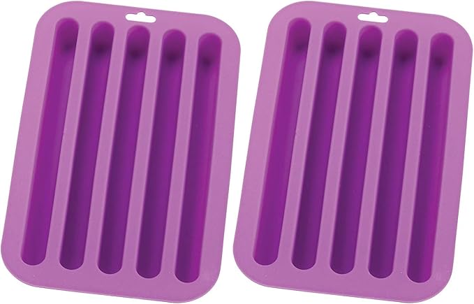 HIC Kitchen Silicone Water Bottle Ice Tray, Non-Stick, Set of 2, Each Tray Makes 5 Long Ice Sticks