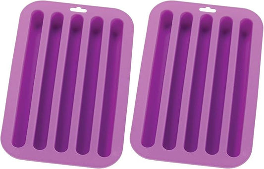 HIC Kitchen Silicone Water Bottle Ice Tray, Non-Stick, Set of 2, Each Tray Makes 5 Long Ice Sticks