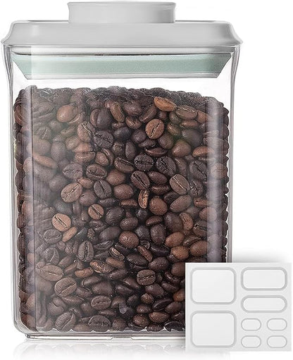 Ankou Food Airtight Containers (1500ml) 1.5 Qt Pop Up Food Formula Container With Lids, Bpa-Free One Button Open Stackable Container for Coffee Tea Brown Sugar Cereals - 8 Labels - Clear by ANKOU