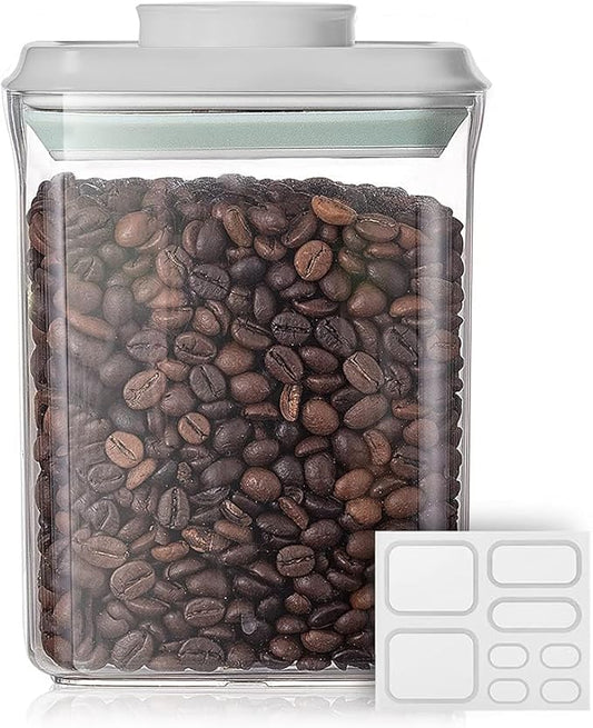 Ankou Food Airtight Containers (1500ml) 1.5 Qt Pop Up Food Formula Container With Lids, Bpa-Free One Button Open Stackable Container for Coffee Tea Brown Sugar Cereals - 8 Labels - Clear by ANKOU