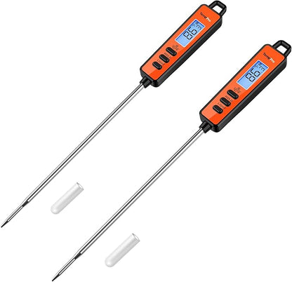 TempPro TP01A (2 Pack) Digital Meat Thermometer for Cooking Liquid Deep Frying Oil Candy, Kitchen Food Instant Read Thermometer with Super Long Probe, Backlit, Lock Function (Previously ThermoPro)