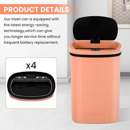 13 Gallon Trash Can,50Liter Plastic High-Capacity Automatic Kitchen Trash Can with Lid,Motion Sensor Touch Free Garbage Cans for Bathroom, Bedroom, and Kitchen (2, Pink) - Image 7