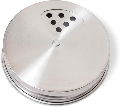 Mason Jar Spice Shaker Lids Stainless Steel – 6 Pack Adjustable Spice Lids for Mason Jars Wide Mouth – Seasoning Salt Pepper Dispenser Tops for Ball Canning Jars