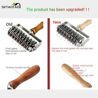 Stainless Steel Dough Lattice Roller Cutter with Wood Handle,Cookie Pie Dessert Pizza Bread Pastry Crust Roller Cutter