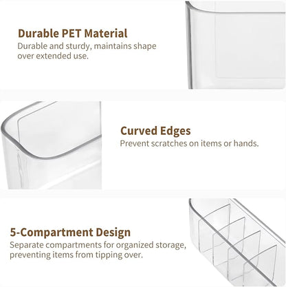 PAVSTINE 2 Pack Adhesive Medicine Cabinet Organizer, Clear Wall Mounted Makeup Storage Shelves for Bathroom Vanity, No Drilling Narrow Organizers for Door Cabinet, 5 Compartment
