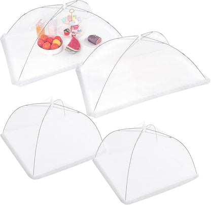 JULBEAR 4 Pcs Large and Tall Mesh Food Cover Tent Umbrella Food Screen Covers for Outside Pop-up Mesh Reusable Food Nets for Parties Picnics Outdoor BBQs Collapsible (2 Pcs 32"x24", 2 Pcs 17"x17") by JULBEAR