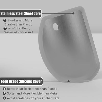 Sapid Flexible Curved Edge Silicone Bowl Scraper(5.98"x4.3"), Food Grade Dough Scraper for Baking Sourdough Bread, Cake, Multipurpose Kitchen Dish Scrapers, Easy to Clean (1, Gray) - Image 2