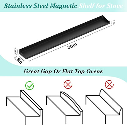 Foeacry 30" Magnetic Stove Top Shelf - Stainless Steel Magnetic Spice organizer for above the Over stove shelf kitchen small space solutions - Image 2