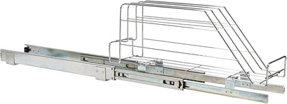 Household Essentials Glidez Multipurpose Chrome-Plated Steel Pull-Out/Slide-Out Storage Organizer for Cookware and Bakeware - Fits Standard Size Cabinet or Shelf, Chrome