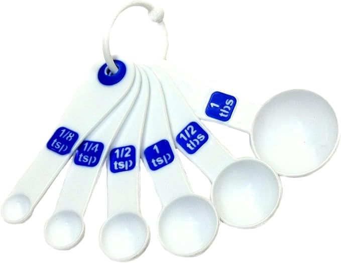 Chef Craft Select Plastic Measuring Spoon Set, 6 piece set, White and Blue by MaxiAids
