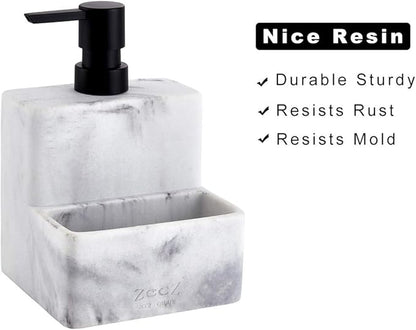 zccz Soap Dispenser with Sponge Holder, Marble Look Liquid Hand and Dish Soap Dispenser Pump Bottle and Sponge Holder 2 in 1 for Kitchen Sink Bathroom Counter Storage and Organization - Image 5