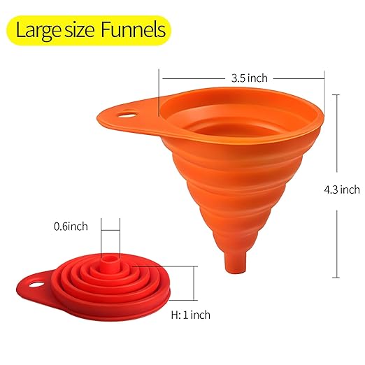 4-Pack Kitchen Funnel Set, Small and Large, Upgraded Kitchen Gadgets Accessories Foldable Silicone Collapsible Funnels for Filling Water Bottle Liquid Transfer Food Grade - Image 2