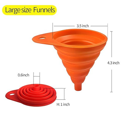 4-Pack Kitchen Funnel Set, Small and Large, Upgraded Kitchen Gadgets Accessories Foldable Silicone Collapsible Funnels for Filling Water Bottle Liquid Transfer Food Grade - Image 2