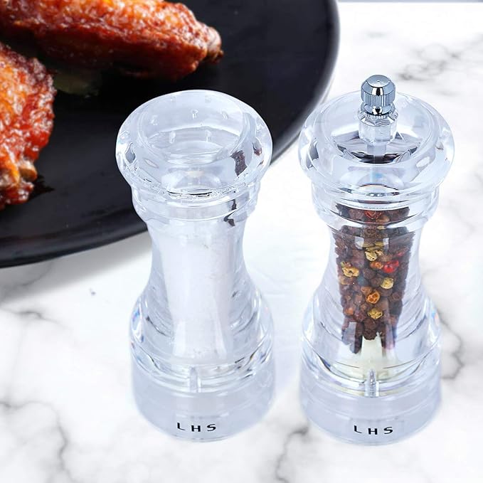 LHS Pepper Mill and Salt Shaker Set of 2 Salt and Pepper Mill Shaker with Adjustable Coarseness-Clear - Image 8