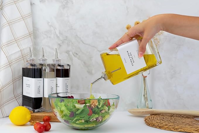 Molimoli Olive Oil Dispenser Bottle for Kitchen, Automatic Pourer, Glass Thin Bottle Dispenser for Kitchen, Olive Oil Cruet, | Set of 2 - Silver - Image 6