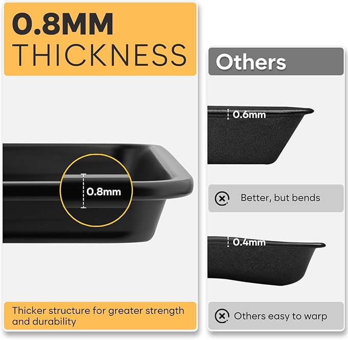 Half Sheet Pan 17.3” x 13.1”, Cookie Sheets for Baking 0.8mm Thick Non Stick Baking Sheets for Oven Heavy Duty Baking Trays - Image 2