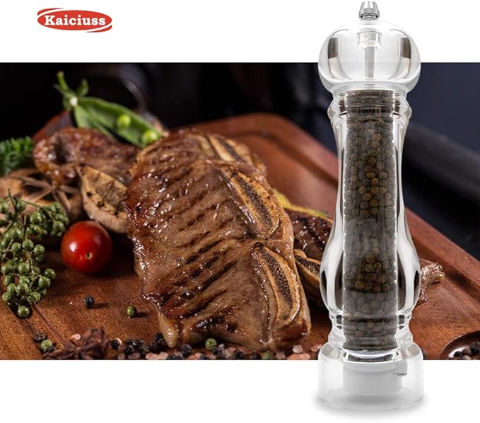 Salt Pepper Grinder Mill Arcylic,the Best Peppercorn Grinder with Adjustable Mill-Clear - Image 9