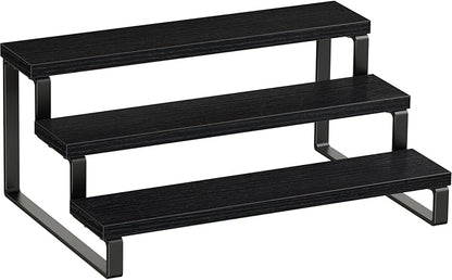 Giikin 3 Tier Spice Rack, Cabinet Organizer Shelf, Wooden Spice Rack for Countertop, Kitchen Counter Storage Shelves Cupcake Stand Holder Display Stand, Black by Giikin