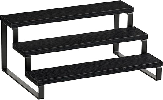 Giikin 3 Tier Spice Rack, Cabinet Organizer Shelf, Wooden Spice Rack for Countertop, Kitchen Counter Storage Shelves Cupcake Stand Holder Display Stand, Black by Giikin