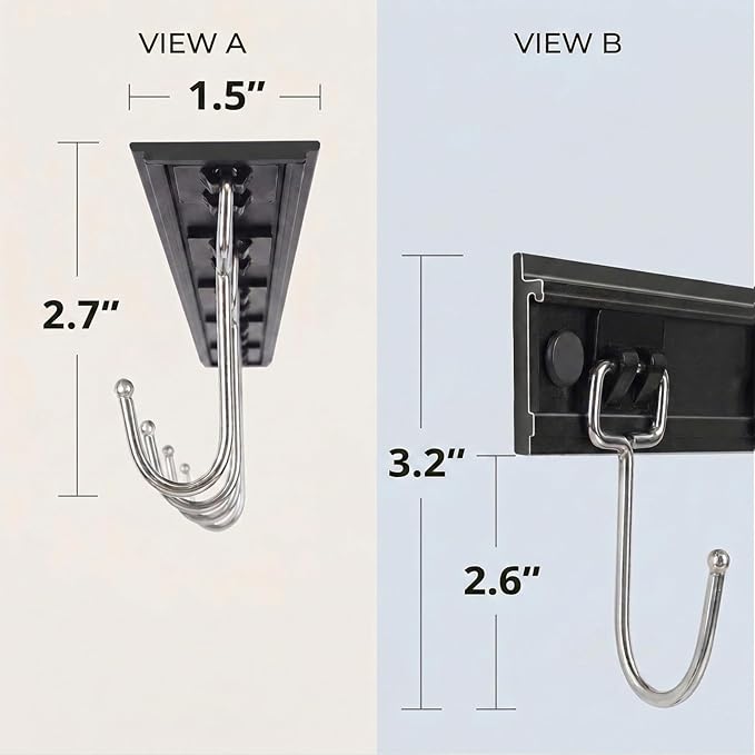 Cociat 2pcs Utensil Racks with 6 Hooks 11 Inch Mug Holder Under Cabinet Kitchen Utensil Holders Multifunctional (11 inch) - Image 3