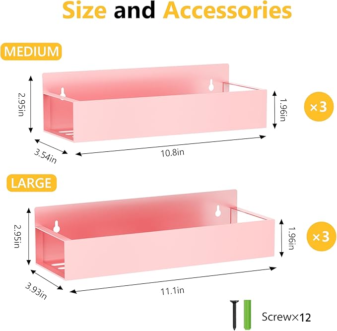 SMRCAD Magnetic Spice Rack for Refrigerator, 6pack Magnetic Shelf for Fridge Space Saving Seasoning Organizer for Kitchen storage Any Metal Surface No Drilling Needed(6pack-Pink) - Image 2