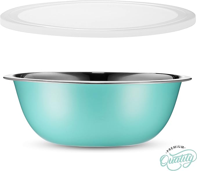 WHYSKO Stainless Steel Mixing Bowls With Lids Set, 5 Sizes Nesting Mixing Bowls for Your Kitchen Meal Prep, Cooking, Baking, and Food Storage (Blue Bowls with White Lids) - Image 7