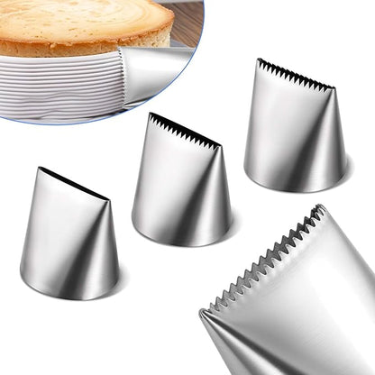 Ptwola 3 PCS Piping Tips Set Large Frosting Piping Kit Stainless Steel Cake Icing Nozzles Tips Decorating Tools Silver Pastry Bags Tips Accessories for Cookie Cupcake Baking Buttercream Supplies - Image 3