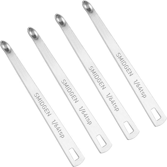 4 PCS 1/64 Teaspoon(1/64 Tsp | 0.083 mL | 0.083 cc) Single Measuring Spoon, Small Measuring Spoon Only, Stainless Steel Mini Measuring Spoons for Cooking by KALIONE