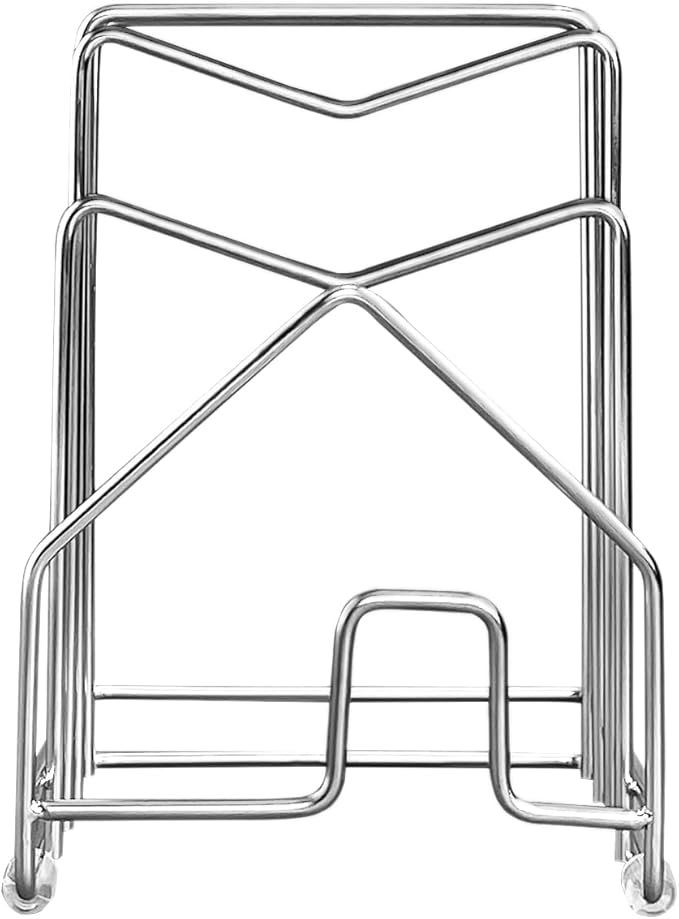Pot Lid Organizer Cutting Board Holder Inside Cabinet 304 Stainless Steel Pots and Pan Organizer Under Cabinet Pot Cover Cookie Sheet Bakeware Serving Tray Cooling Rack Stand Kitchen Countertop - Image 9