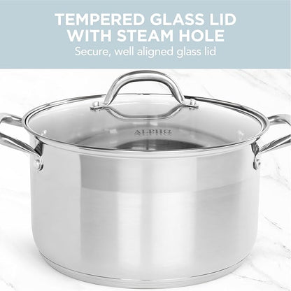 Alpha Living SP-08G Stainless Steel Pot with Capsule Bottom – Induction Compatible 8Qt Pot with Lid – Tri-Ply Ultra-Thick Bottom – Ideal for Spaghetti, Cooking, Canning, Boiling - Image 4