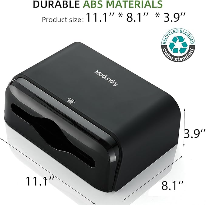 Wall Mount Paper Towel Dispensers, Modundry Multifold Paper Towel Dispenser with Smart Lock, Adhesive No Drilling Install, Hand Towel Holder for Home Bathroom,Restroom, Office (Black)