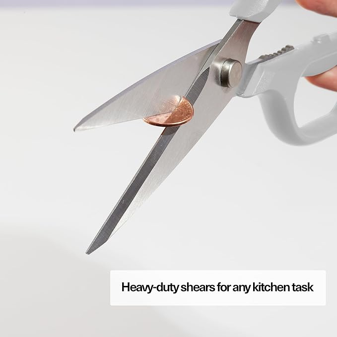 Misen Heavy Duty Kitchen Shears - Comfortable Ambidextrous Scissors for Meat, Poultry, Herbs & More - Easy to Clean - German Stainless Steel - Large | White - Image 7