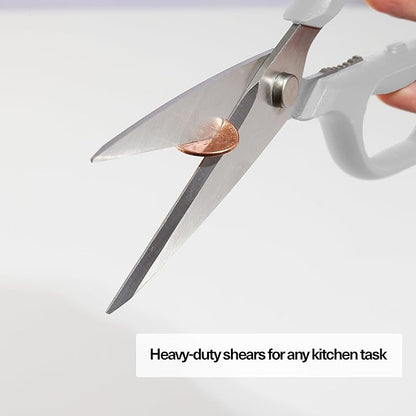 Misen Heavy Duty Kitchen Shears - Comfortable Ambidextrous Scissors for Meat, Poultry, Herbs & More - Easy to Clean - German Stainless Steel - Large | White - Image 7