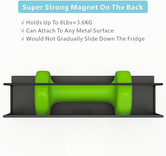Magnetic Spice Rack For Refrigerator, Space Saving Magnetic Shelf For Fridge Black 2 Pack With Magnetic Paper Towel Holder - Image 3