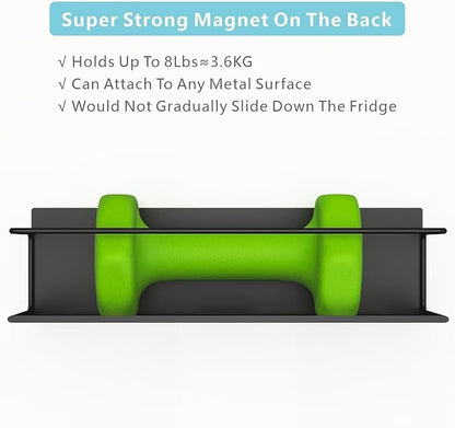 Magnetic Spice Rack For Refrigerator, Space Saving Magnetic Shelf For Fridge Black 2 Pack With Magnetic Paper Towel Holder - Image 3