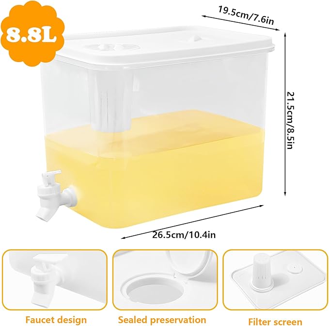JarThenaAMCS Lemonade Stand Supplies 8.8L Plastic Drink Dispenser with Spigot 50 Sets 12 Oz Disposable Cups with Lids Straws for Water Tea Beverages Juice