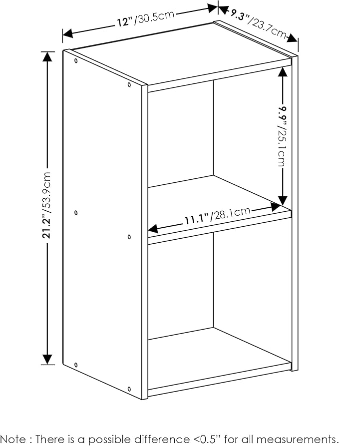 Furinno PASIR Book Shelf, 2-Tier Modern Bookshelf, Open Shelves Bookcase 9 x 12 x 21, Easy Assembly, for Living Room, Bedroom, Home Office, Blackwood - Image 3