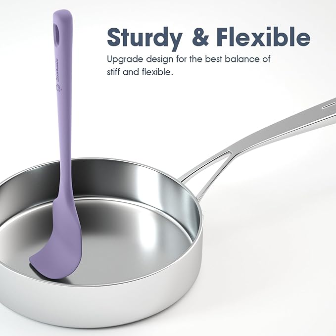 ChefAide 5 Pieces Silicone Spatula Set, Food Grade Rubber Spatula, Upgrade Strong Handle with Ergonomic Grip, Heat Resistant Up to 600°F for Nonstick Cookware, Cooking - Image 4